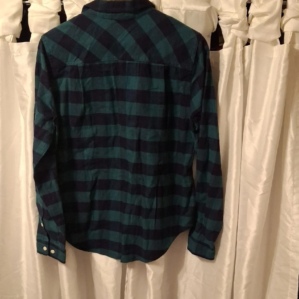 J. Crew Green And Black Plaid Flannel Half Zip Shirt S